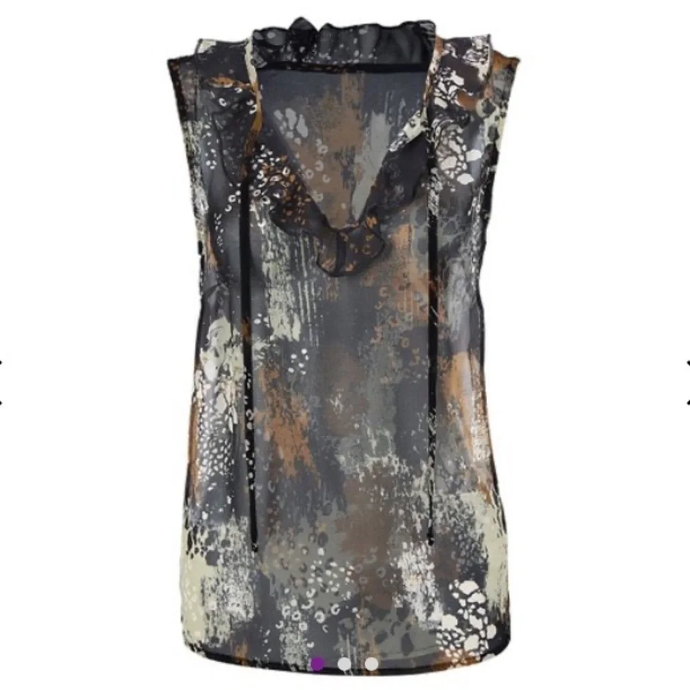 Cabi  Gray & Brown Burst Incandescent Sleeveless Top - Sz M EUC - Picture 5 of 13